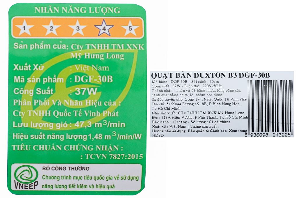 Quạt bàn Duxton 3 cánh B3 DGF-30B 37W Màu Xám