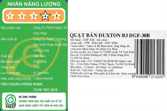 Quạt bàn Duxton 3 cánh B3 DGF-30B 37W Màu Xám