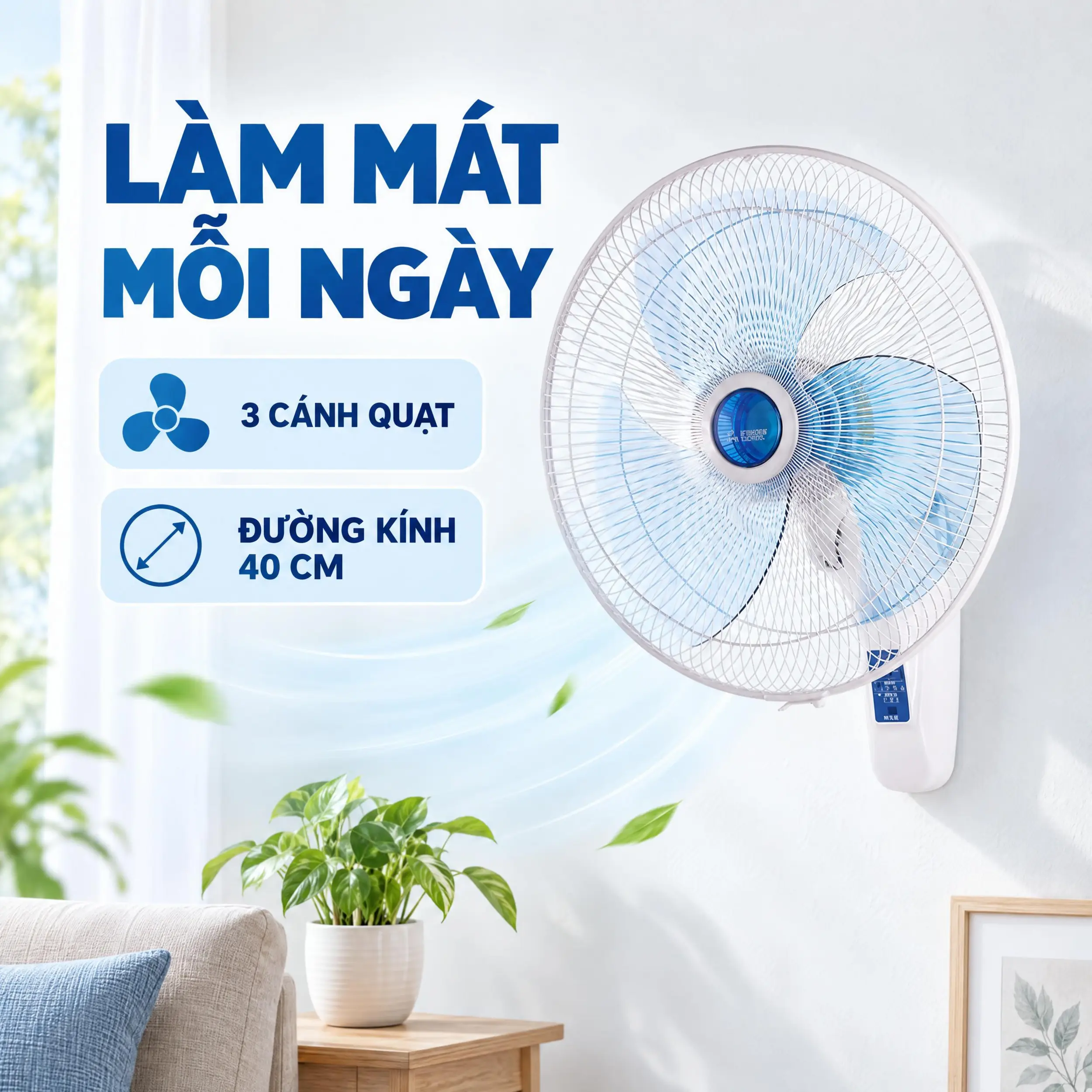 Quạt treo tường Mitsubishi 3 cánh W16-RA WHT 47W Màu Trắng