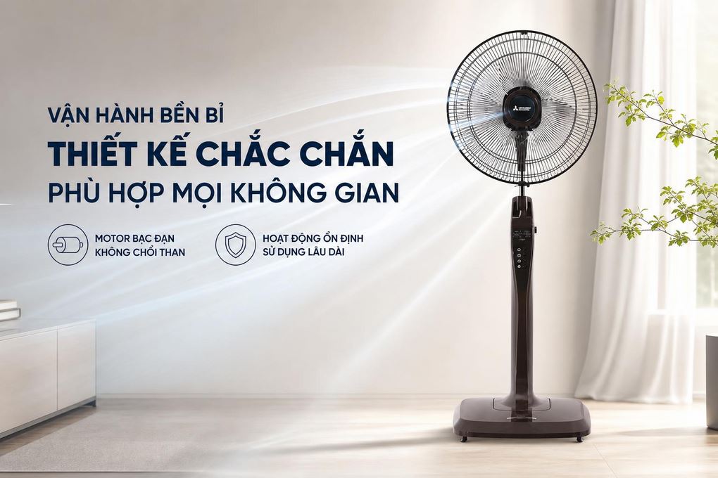 Quạt cây Mitsubishi 3 cánh LV16-RB CY-BW 47W - Vận hành bền bỉ và thiết kế chắc chắn, phù hợp nhiều không gian