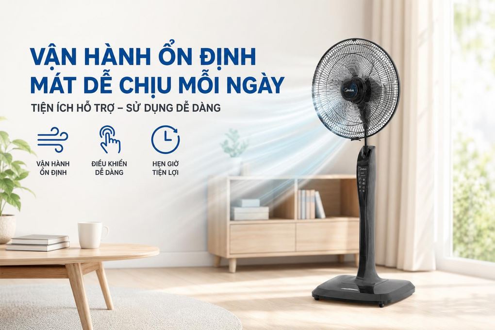 Quạt cây Mitsubishi 3 cánh LV16-RB CY-GY 47W - Khả năng vận hành ổn định và tiện ích hỗ trợ tốt trong sử dụng
