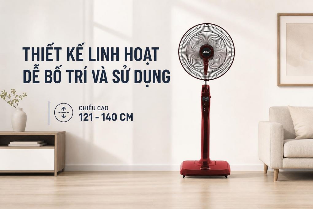 Quạt cây Mitsubishi 3 cánh LV16-RB CY-RD 47W - Thiết kế linh hoạt, dễ bố trí và sử dụng