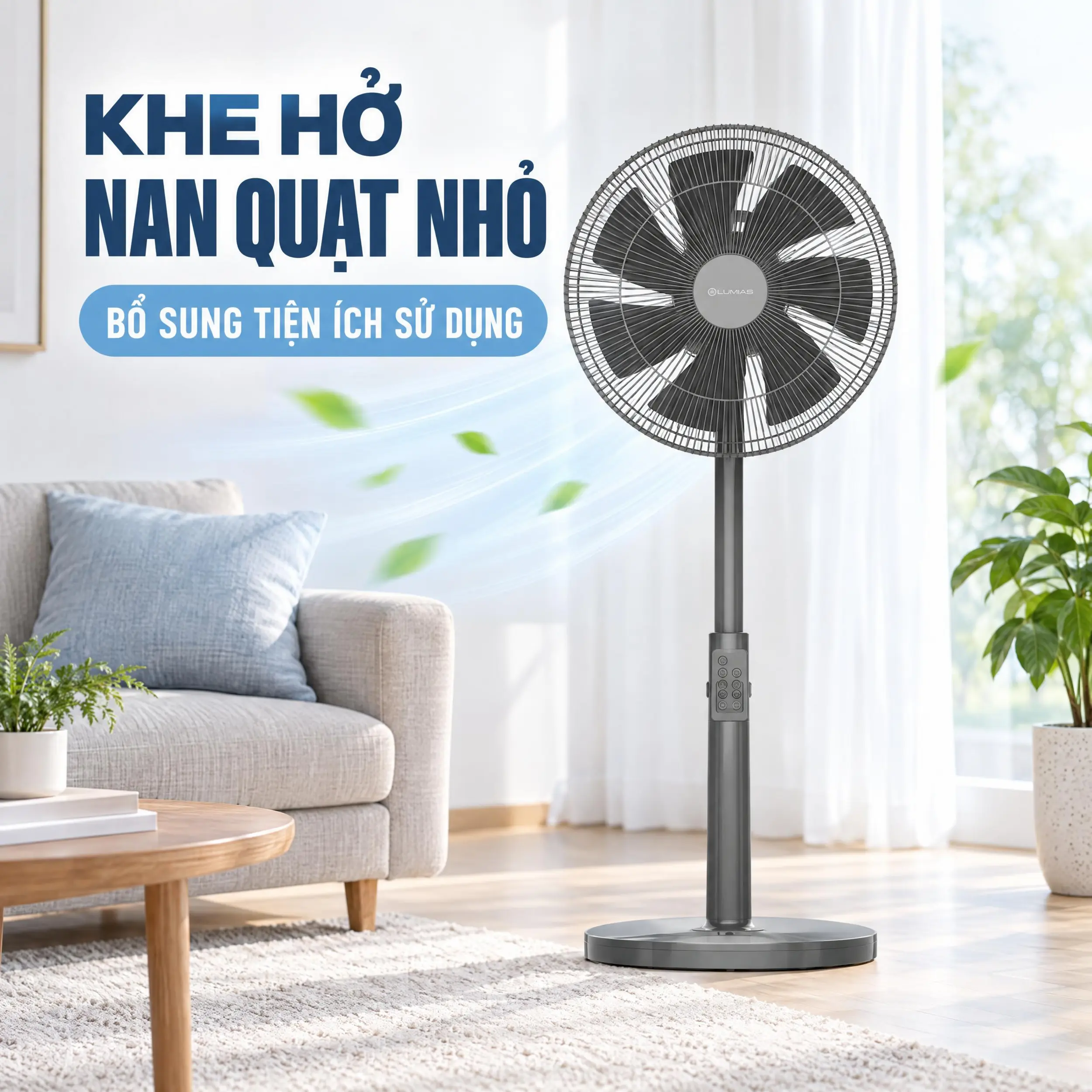 Quạt đứng LUMIAS 7 cánh F08 PRO Đen 28W Màu Đen