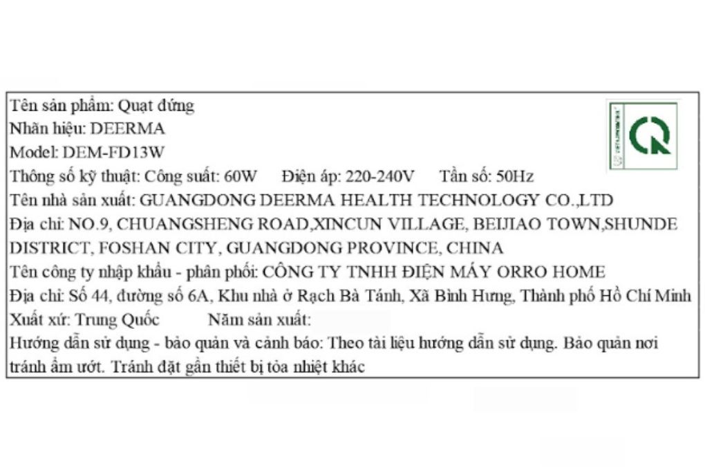 Quạt đứng Deerma 20 cánh DEM-FD13W 60W Màu Trắng