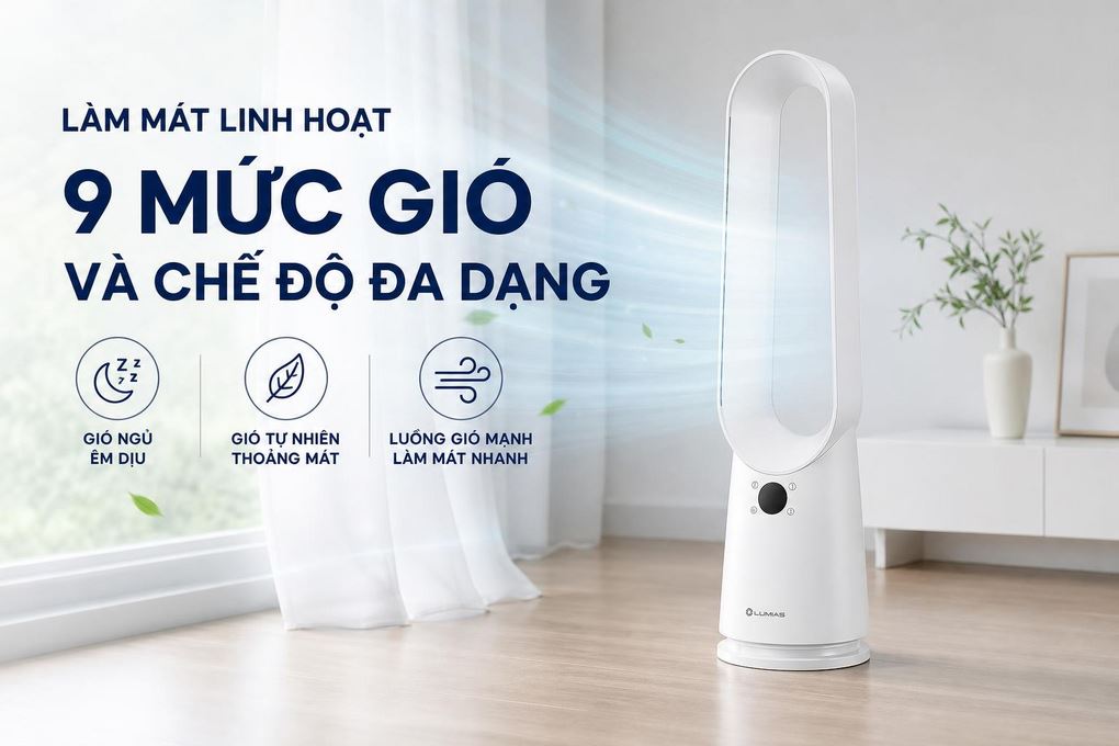 Quạt không cánh LUMIAS T09 35W Màu Trắng