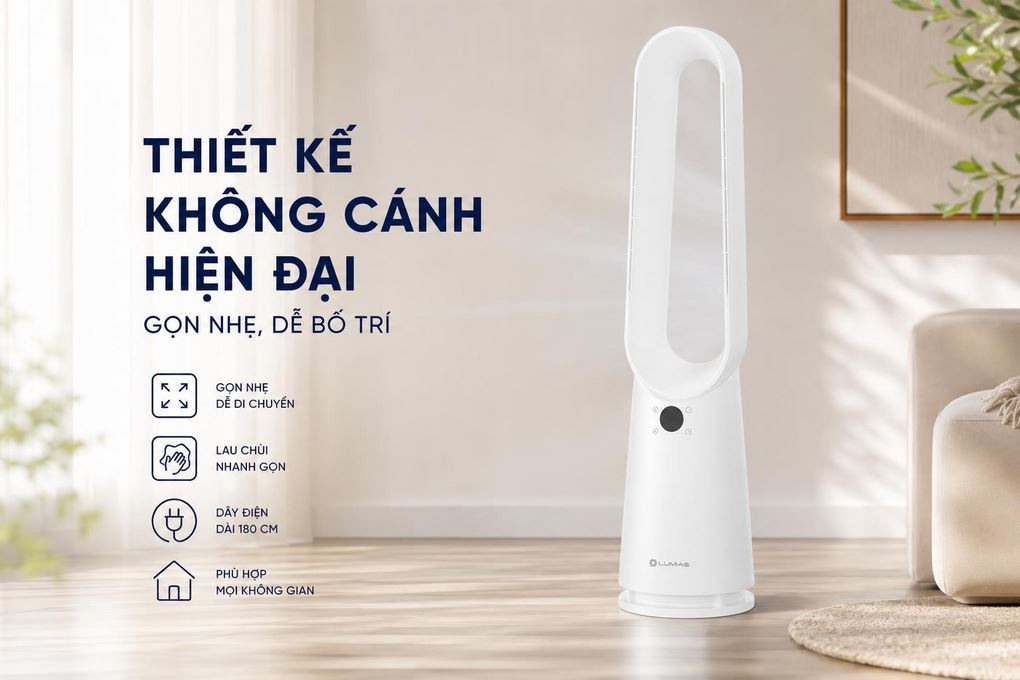 Quạt không cánh LUMIAS T09 35W Màu Trắng