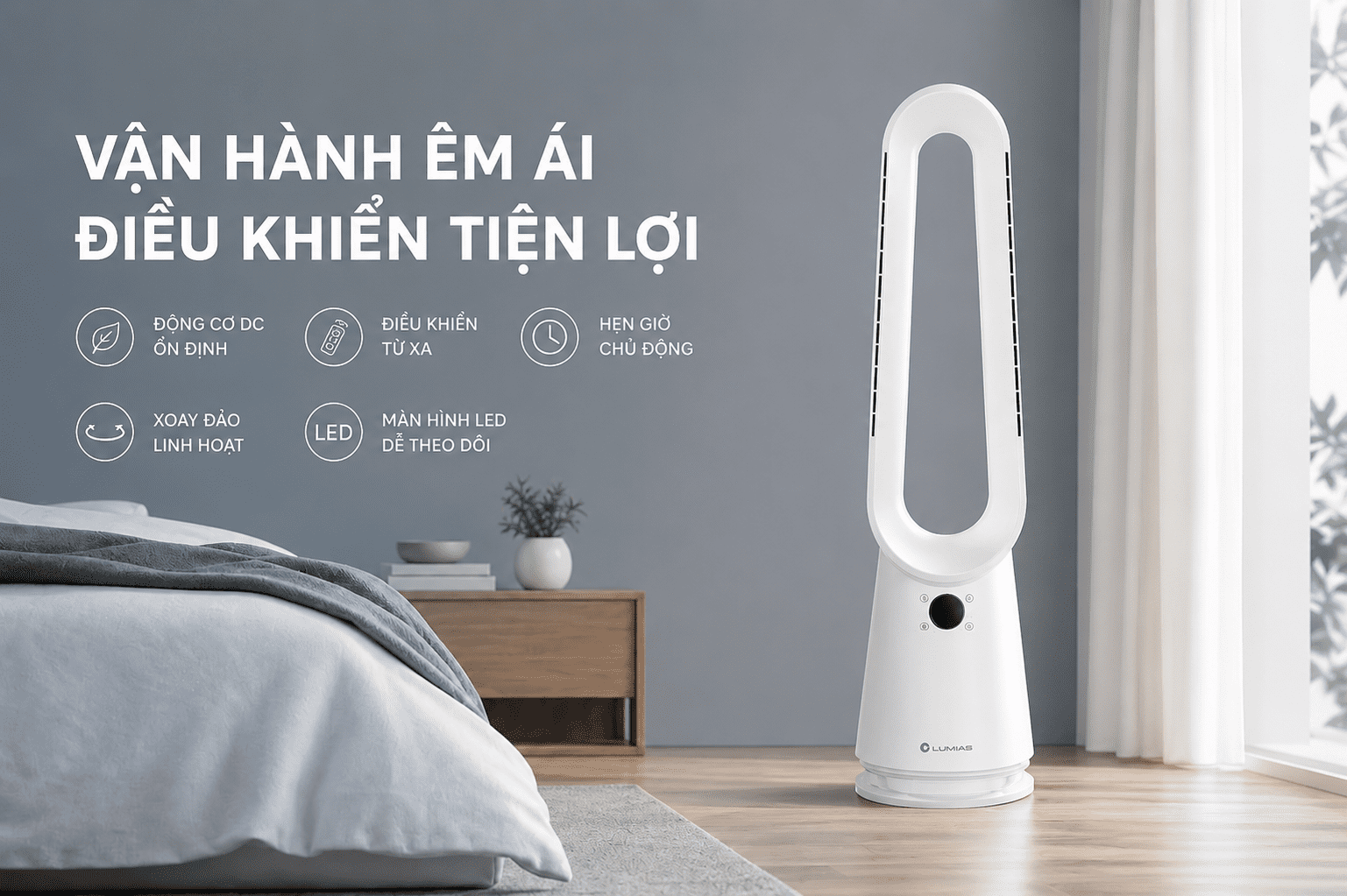 Quạt không cánh LUMIAS T09 35W Màu Trắng