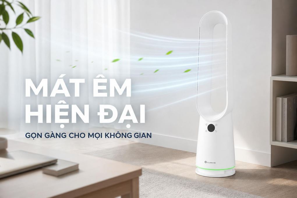 Quạt không cánh LUMIAS T09 35W Màu Trắng