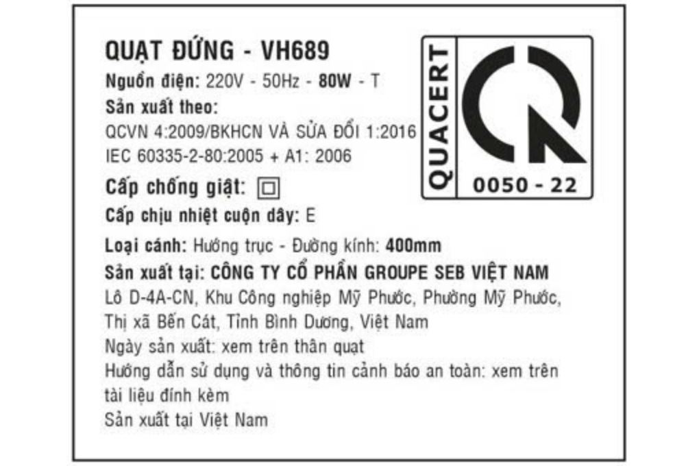Quạt đứng Tefal 6 cánh VH689990 80W Màu Trắng
