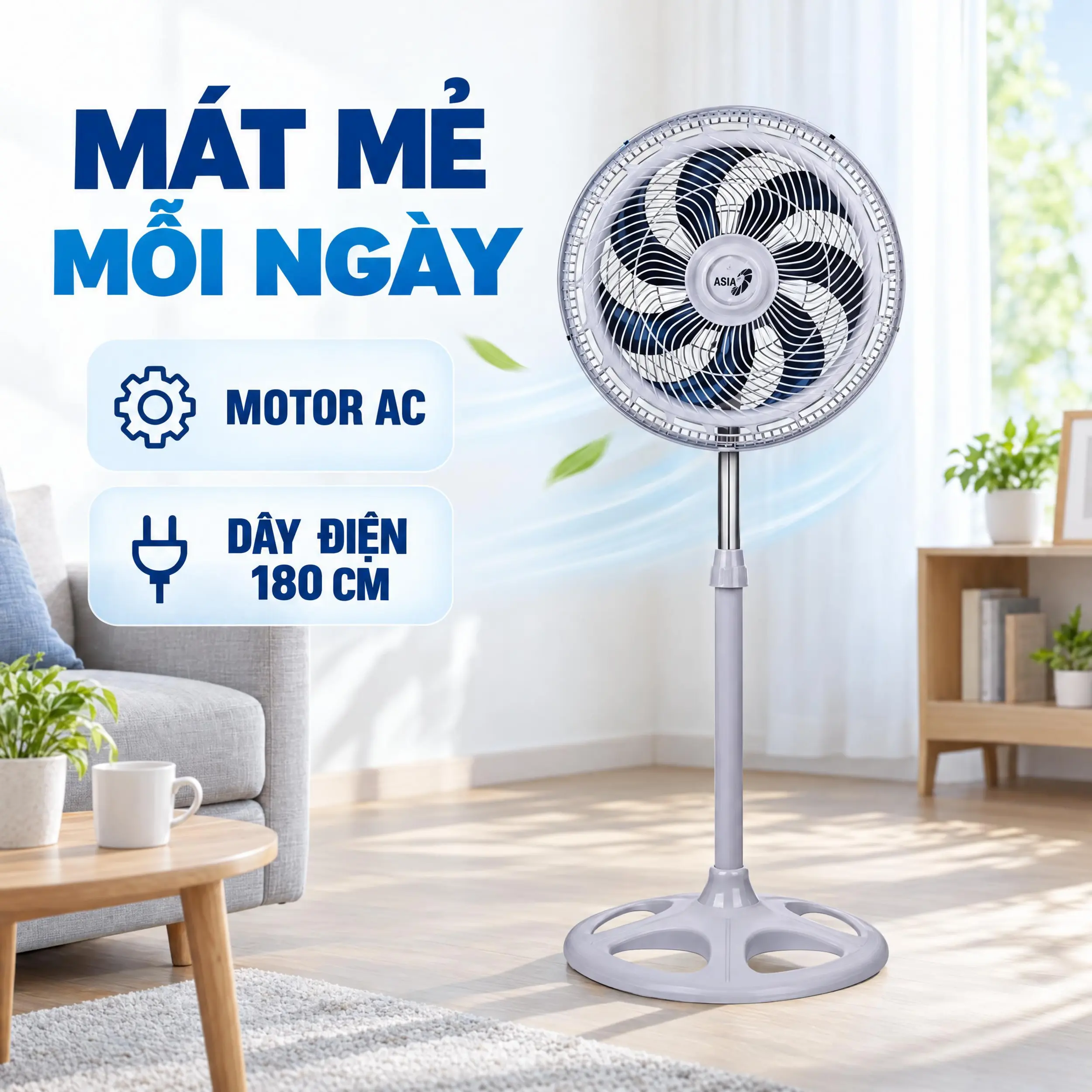 Quạt đứng Asia VY649790 Xám Màu Xám