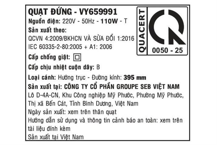 Quạt đứng Asia 7 cánh VY659991 110W Màu Xám