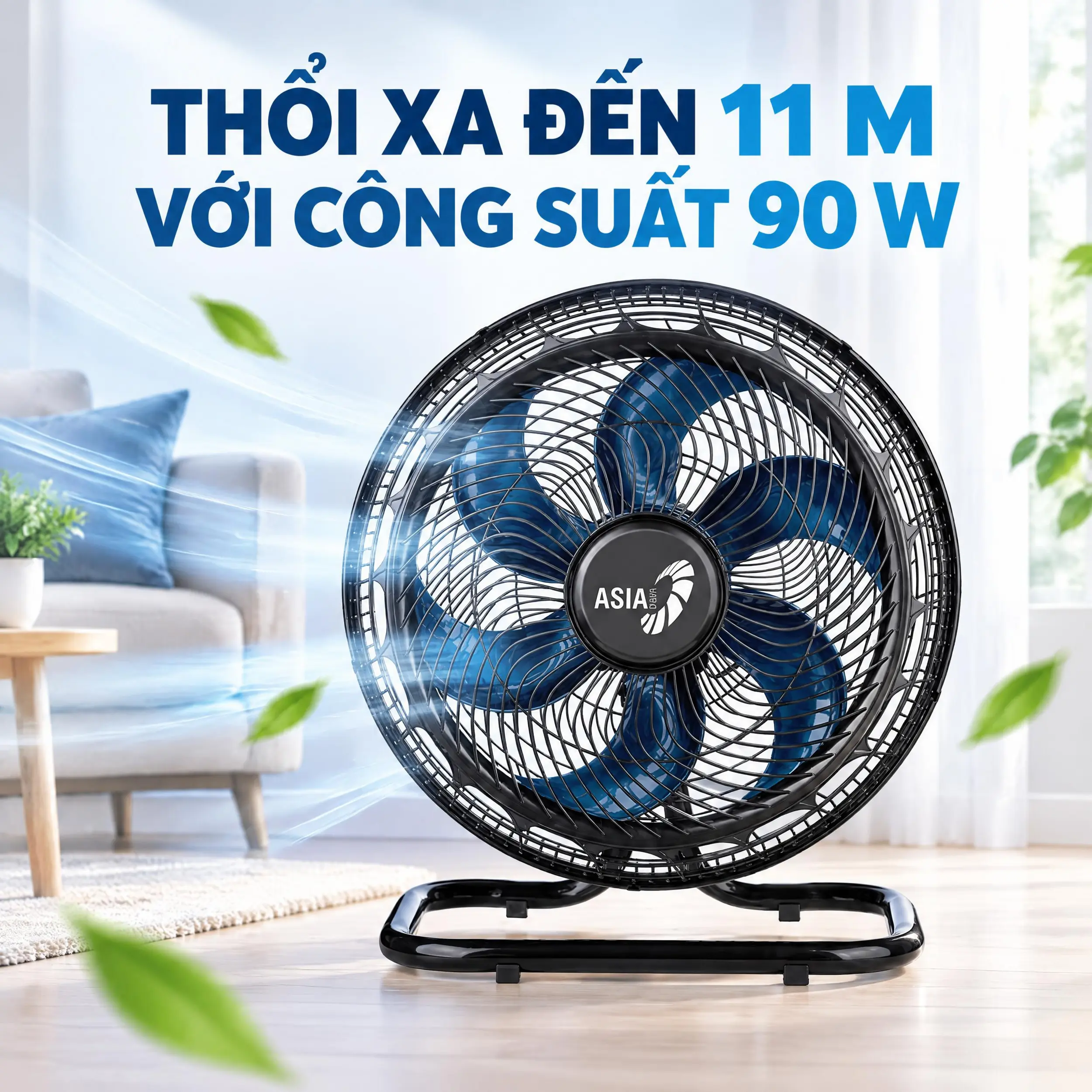 Quạt sàn Asia 6 cánh VY636092 90W Màu Đen