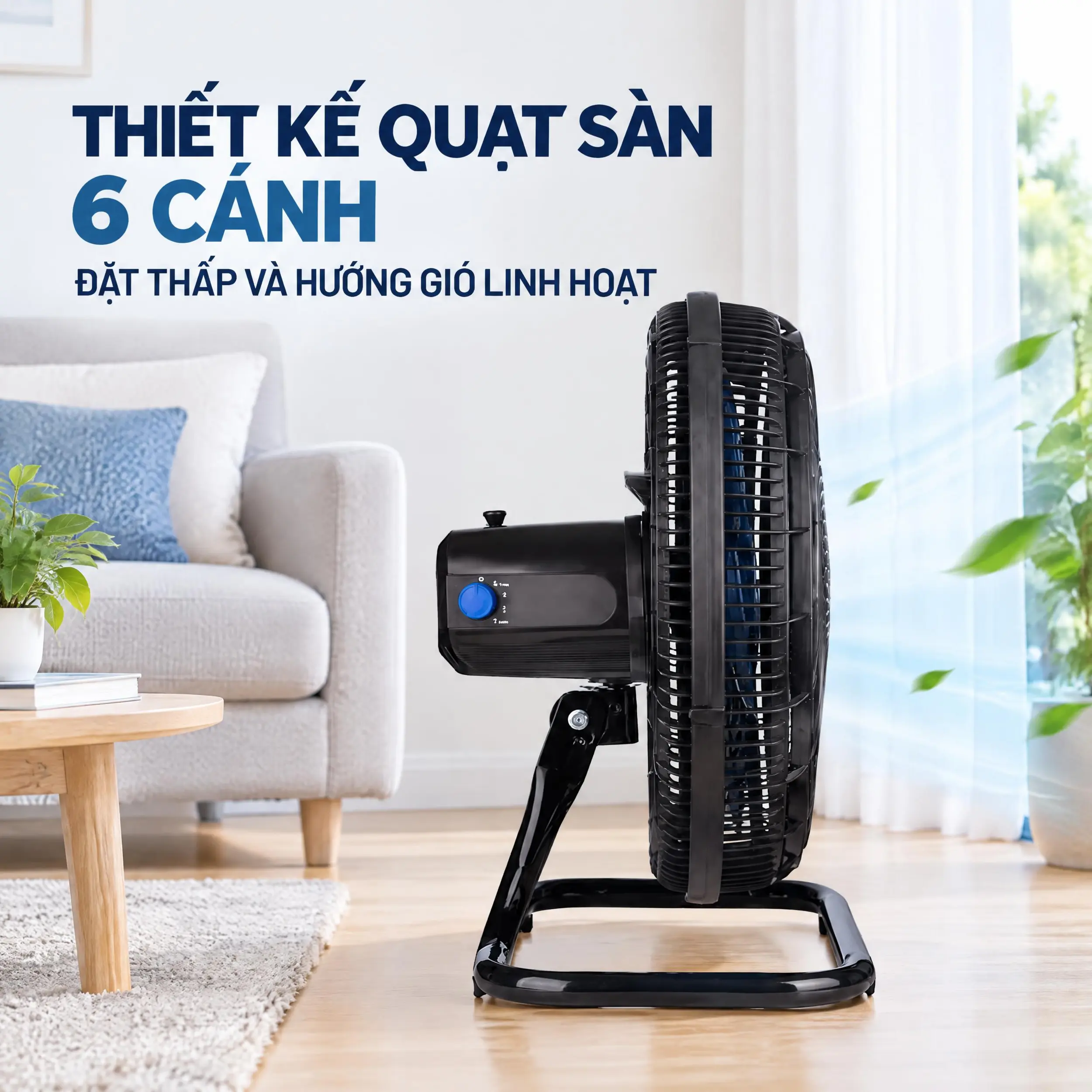 Quạt sàn Asia 6 cánh VY636092 90W Màu Đen