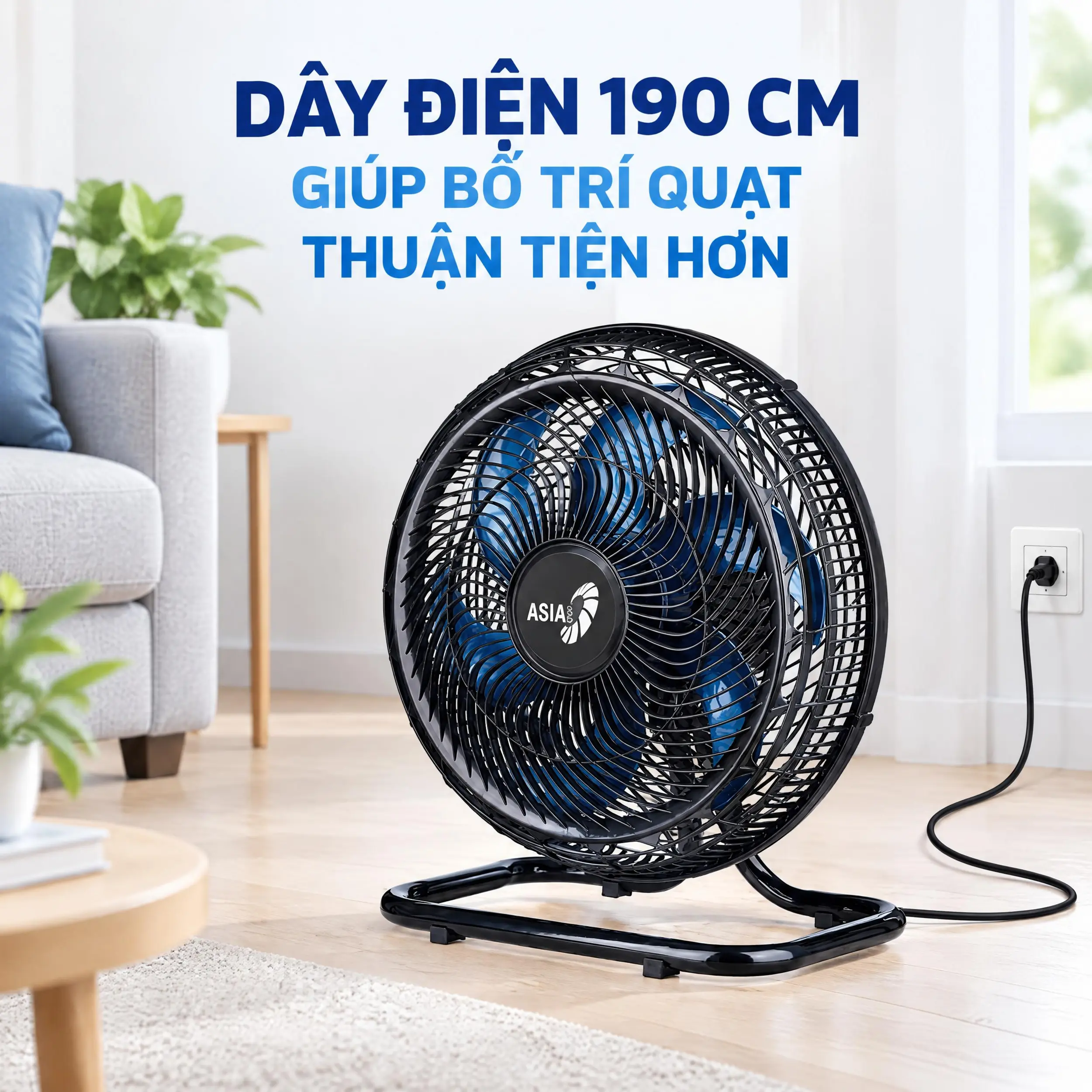 Quạt sàn Asia 6 cánh VY636092 90W Màu Đen