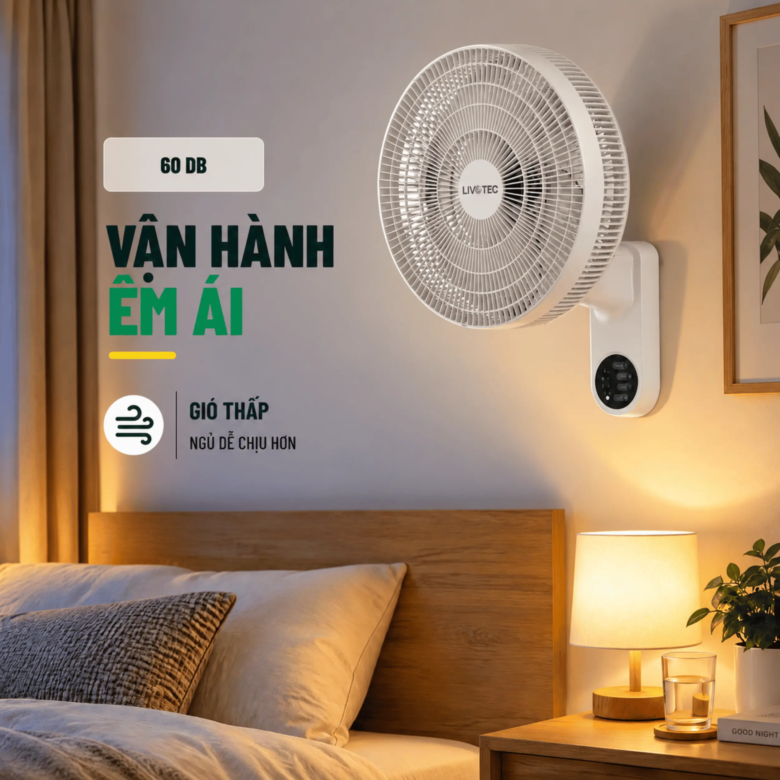 Quạt treo tường Livotec 6 cánh W-450 50W Màu Trắng