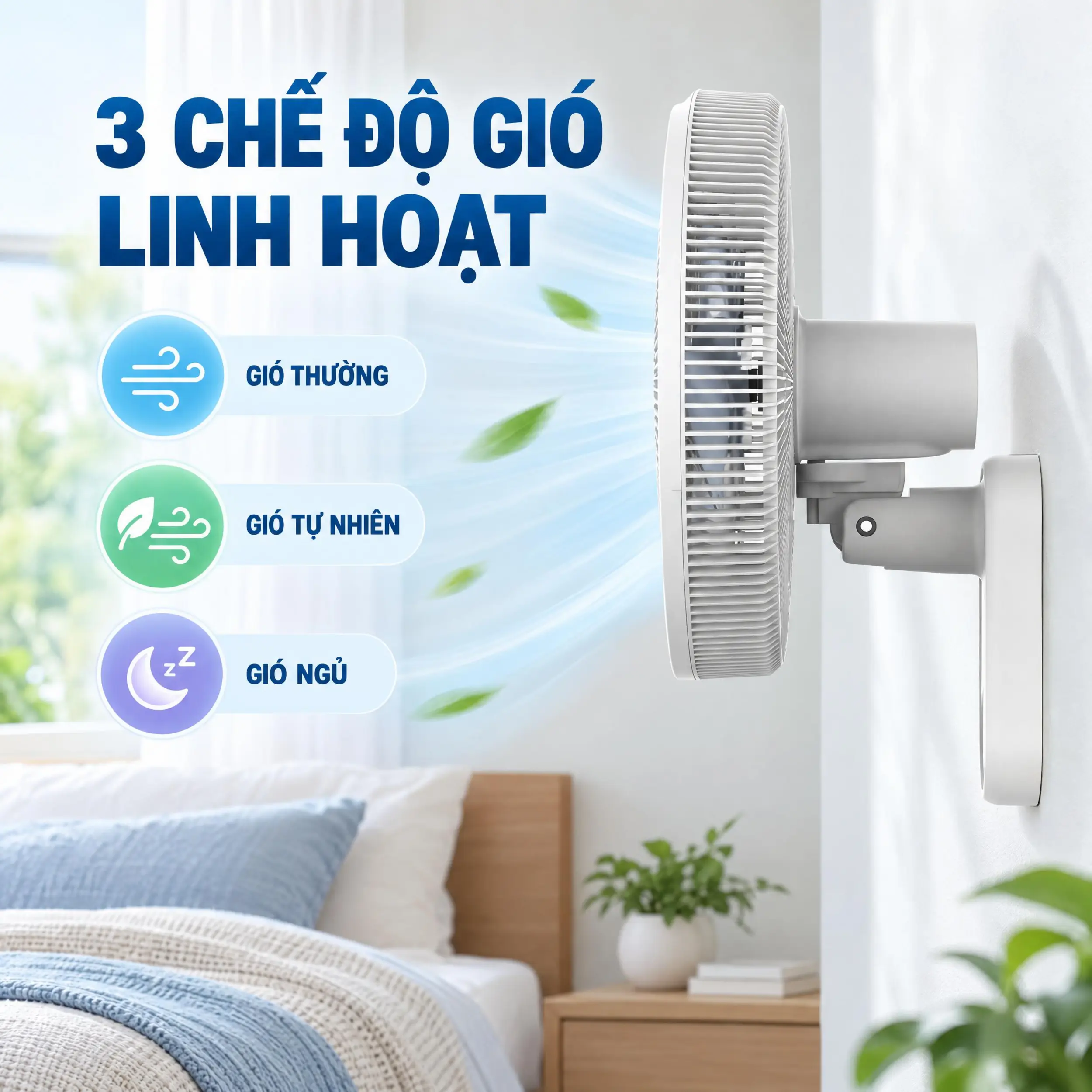 Quạt treo tường Sunhouse 10 cánh SHD7333W 60W Màu Trắng
