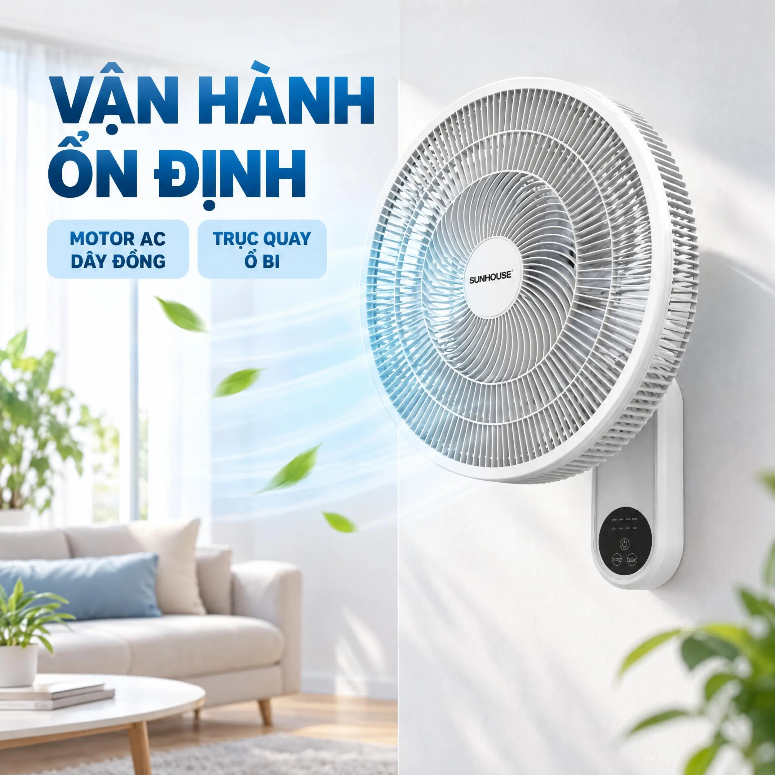 Quạt treo tường Sunhouse 10 cánh SHD7333W 60W Màu Trắng