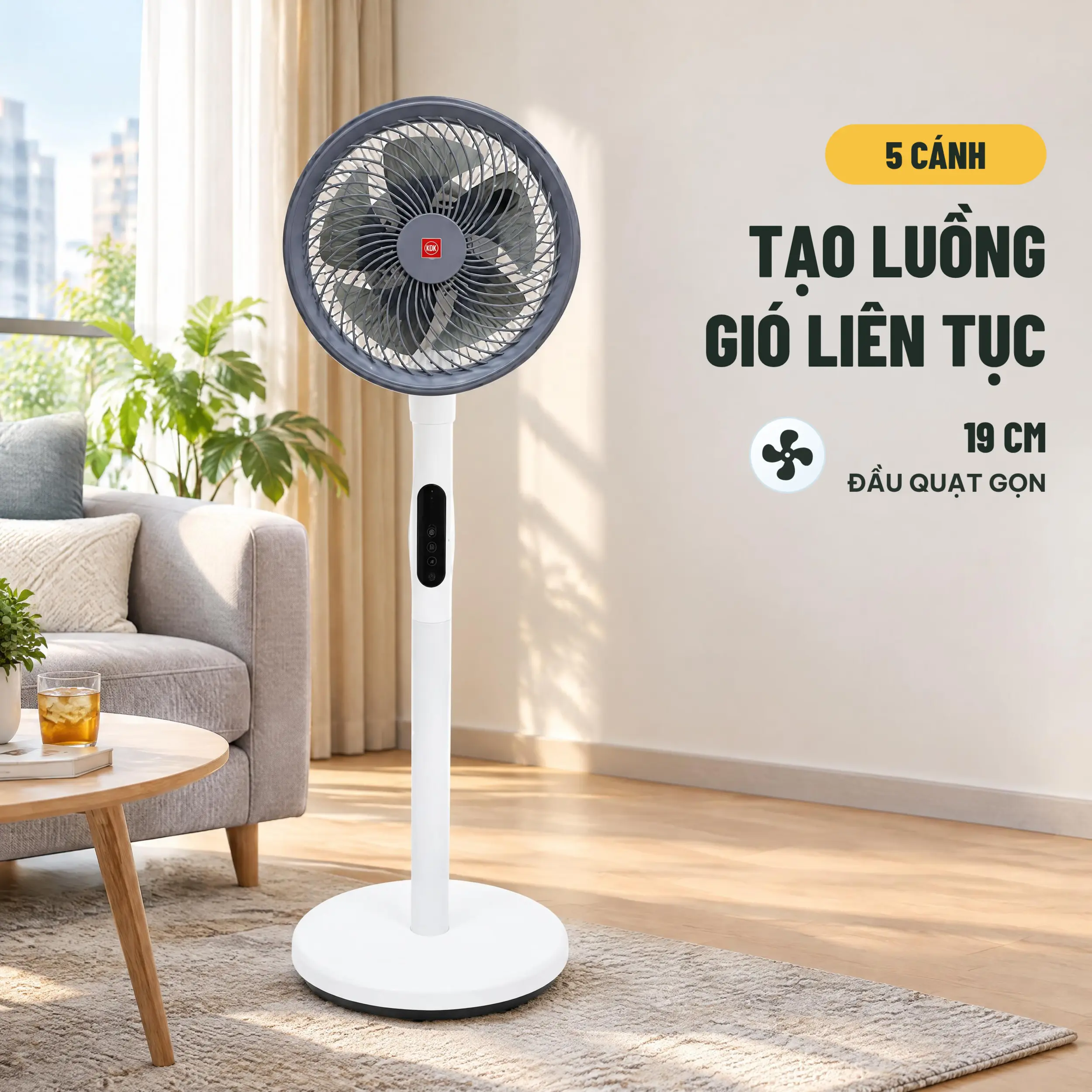 Quạt đứng KDK HL19V 24W Màu Trắng