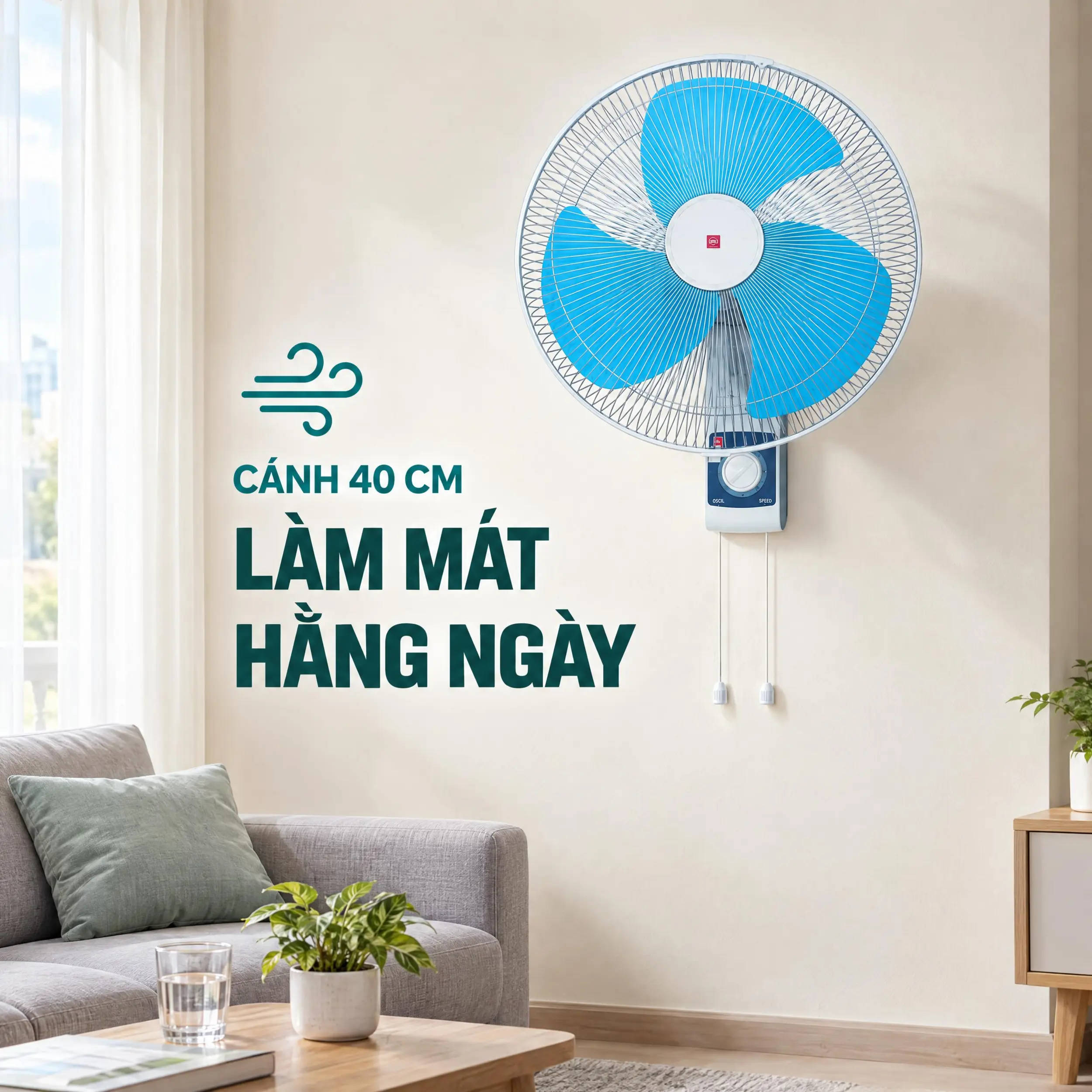 Quạt treo KDK M40C Xanh 47.5W Màu Xanh