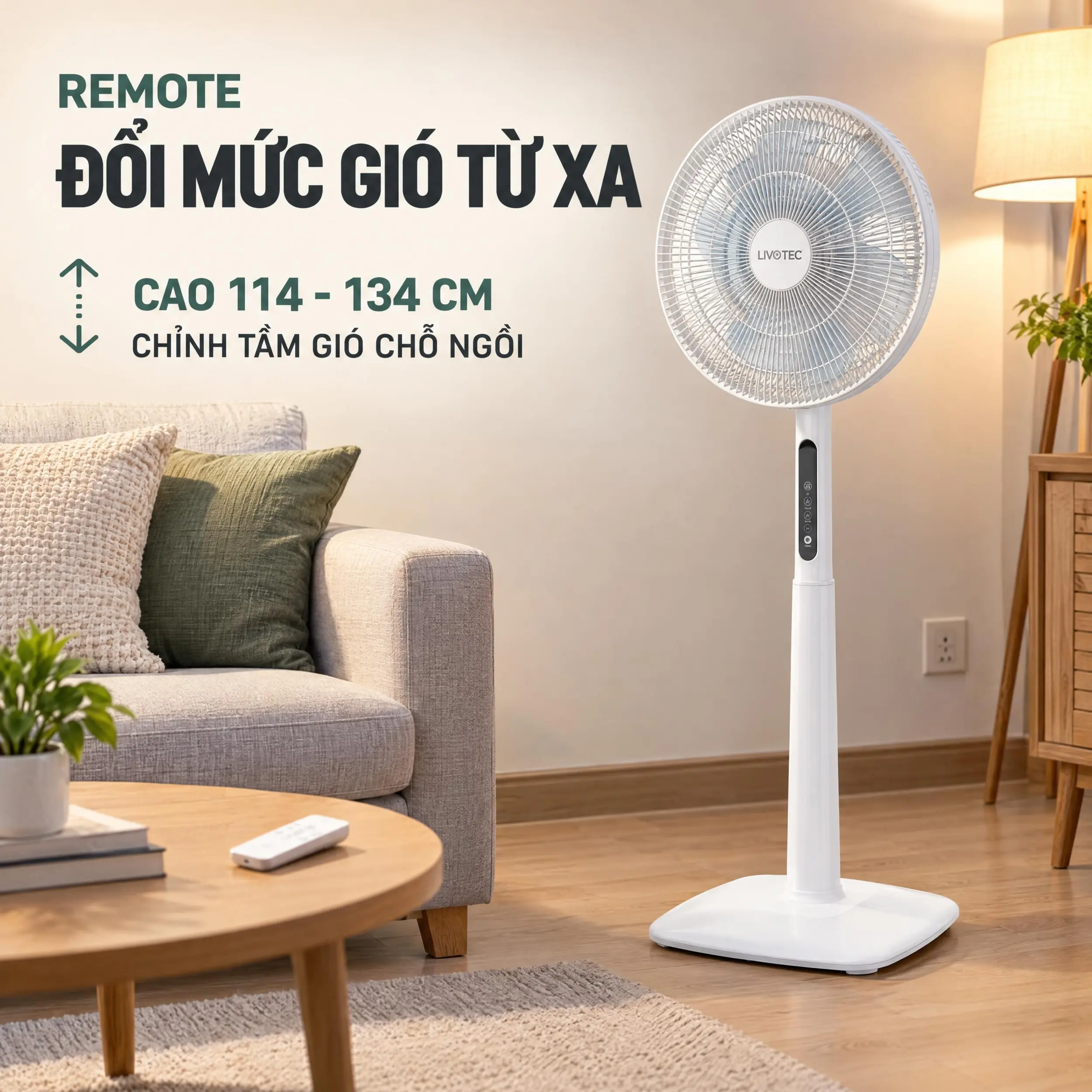 Quạt đứng Livotec 7 cánh BLDC SB-614 34W Màu Trắng