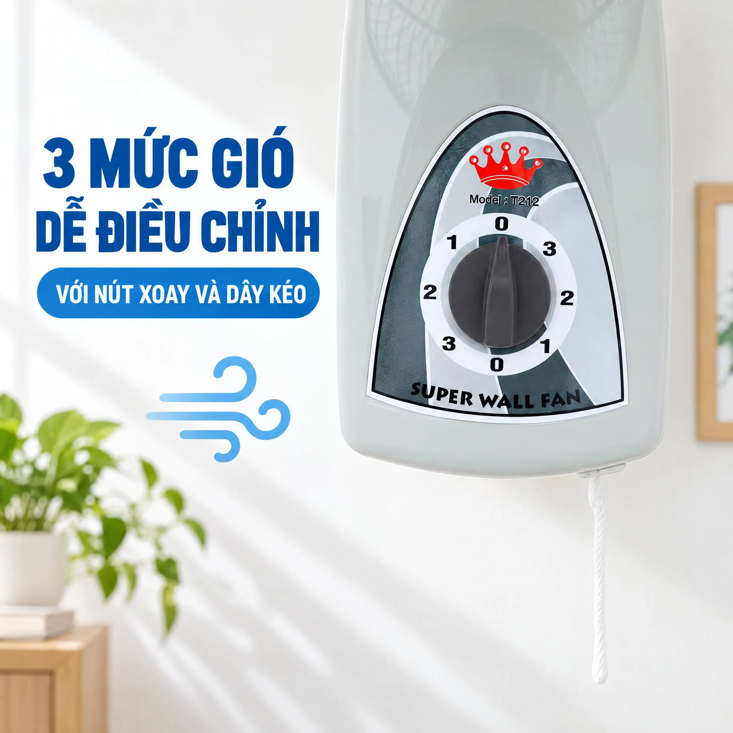 Quạt treo tường Lifan 3 cánh T-212 35W Màu Trắng