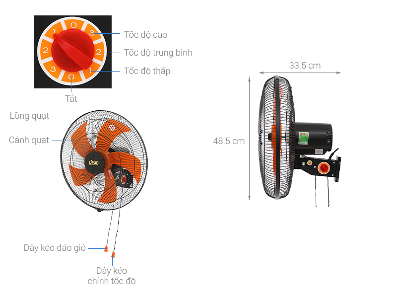 Quạt treo tường Lifan 5 cánh T-18CH 65W