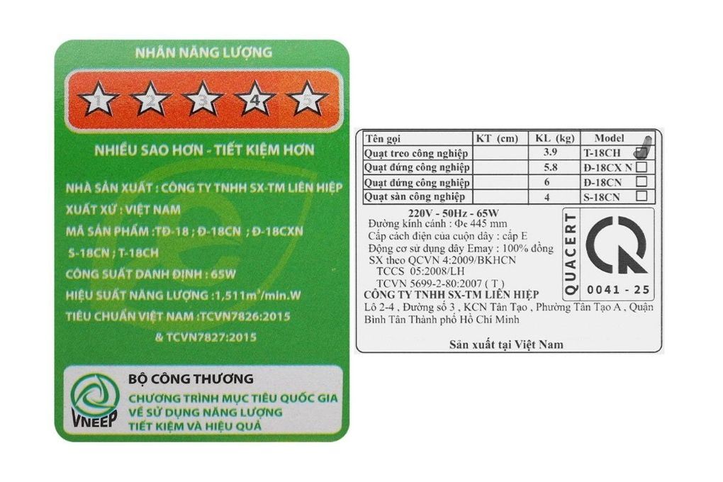 Quạt treo tường Lifan 5 cánh T-18CH 65W Màu Đen - Cam