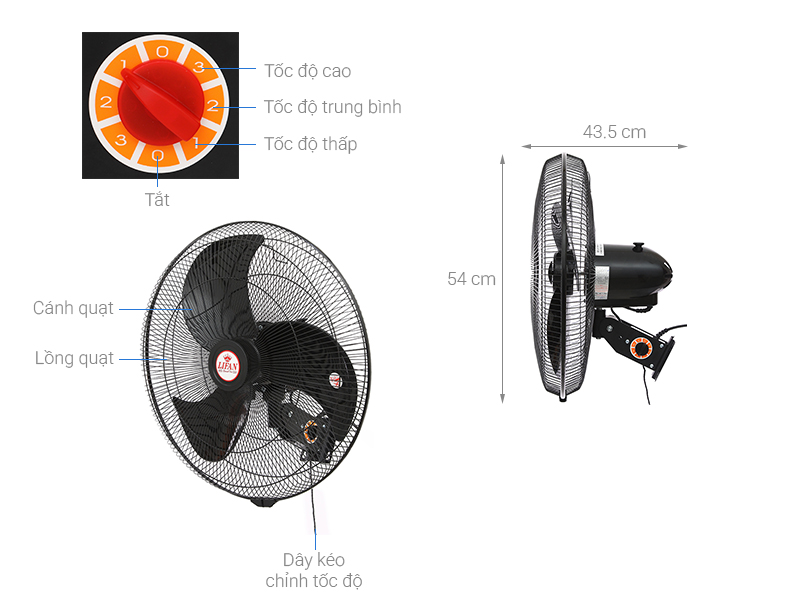Quạt treo tường Lifan 3 cánh T-20CN(N) 130W