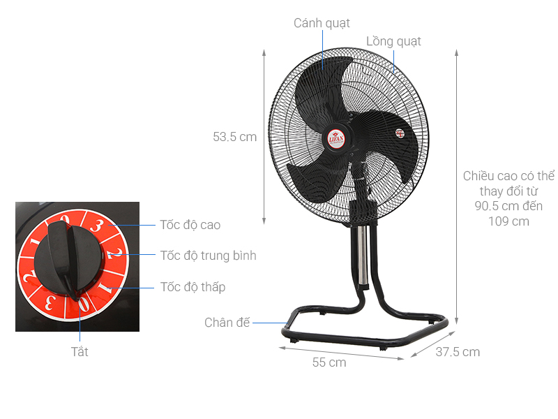 Quạt sàn Lifan 3 cánh S-20CN(CQ) 130W