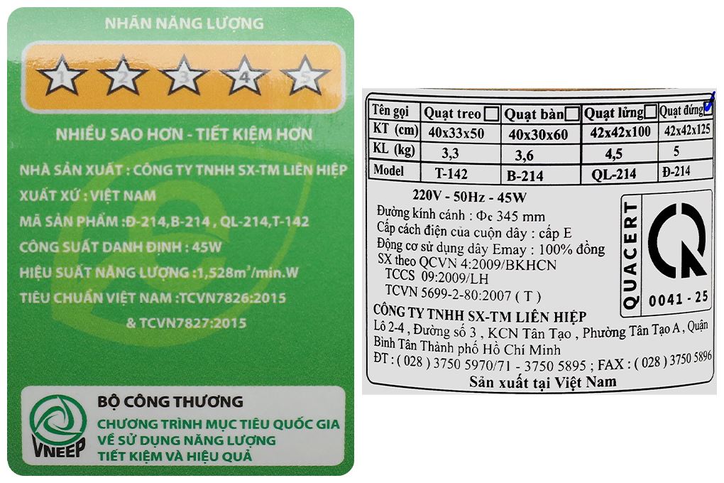 Quạt đứng Lifan 7 cánh Đ-214 50W Màu Kem