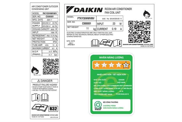 Máy lạnh Daikin Inverter 1.5 HP FTKY35WMVMV Màu Trắng