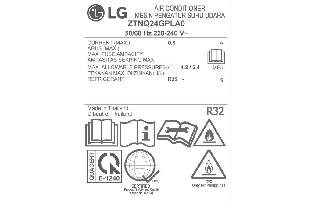 Máy lạnh âm trần LG Inverter 2.5 HP ZTNQ24GPLA0 Màu Trắng