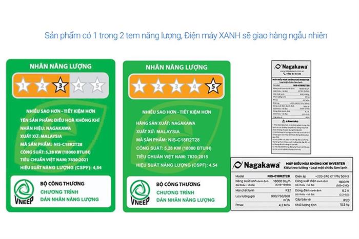Máy lạnh Nagakawa Inverter 2 HP NIS-C18R2T28 Màu Trắng