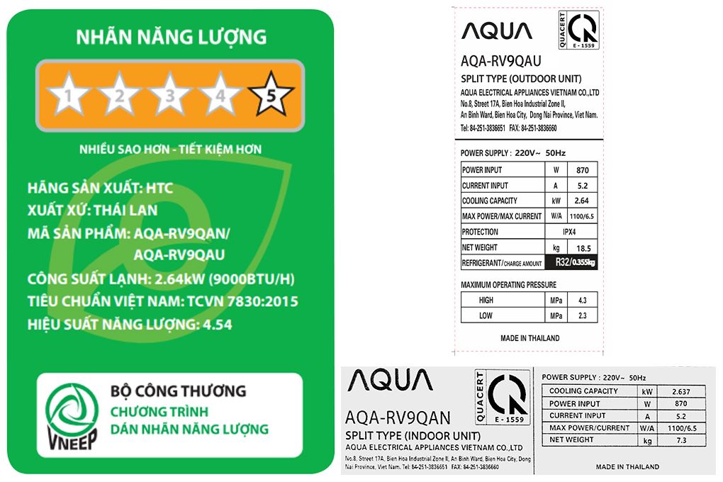 Máy lạnh Aqua Inverter 1 HP AQA-RV9QA Màu Trắng