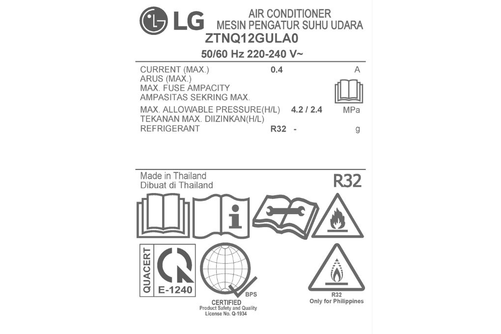 Điều hòa âm trần 1 hướng LG Inverter 10500 BTU ZTNQ12GULA0 Màu Trắng