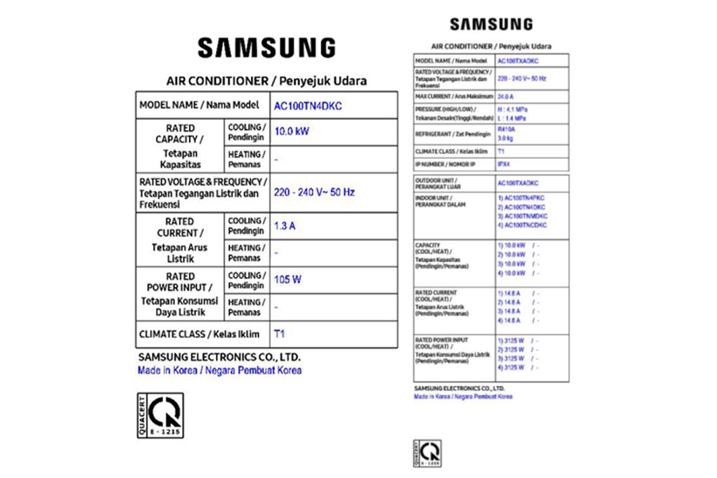 Điều hòa âm trần Samsung Inverter 3.34000 BTU AC100TN4DKC/EA