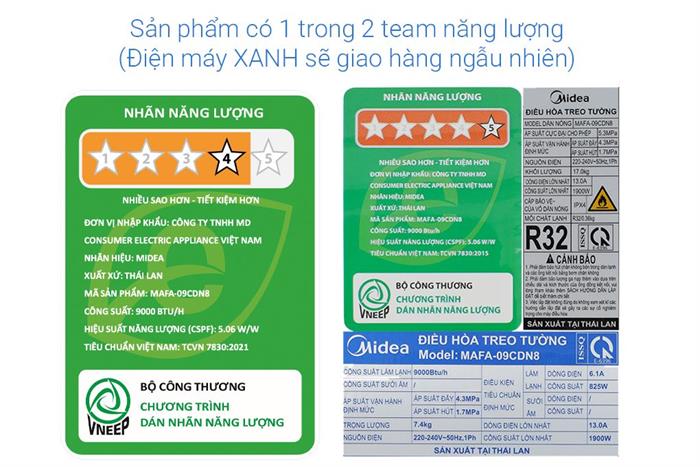 Máy lạnh Midea Inverter 1 HP MAFA-09CDN8 Màu Trắng