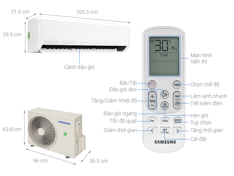 Máy lạnh Samsung Wind-Free Inverter 2.5 HP AR24CYFCAWKNSV