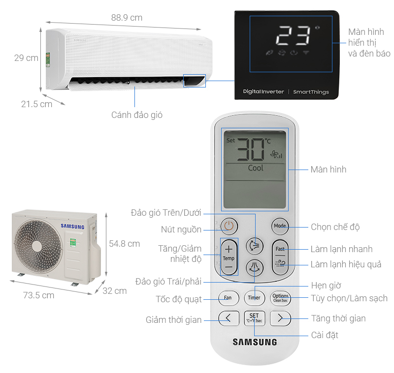 Máy lạnh Samsung Wind-Free Inverter 2 HP AR18CYFCAWKNSV