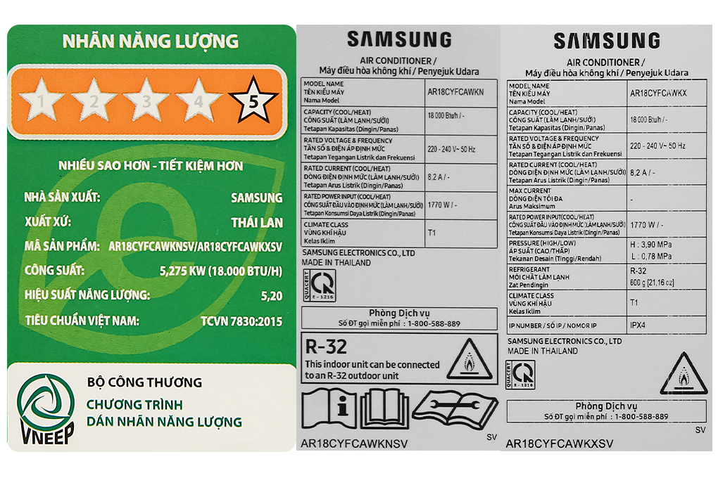 Điều hòa Samsung Wind-Free Inverter 18000 BTU AR18CYFCAWKNSV Màu Trắng