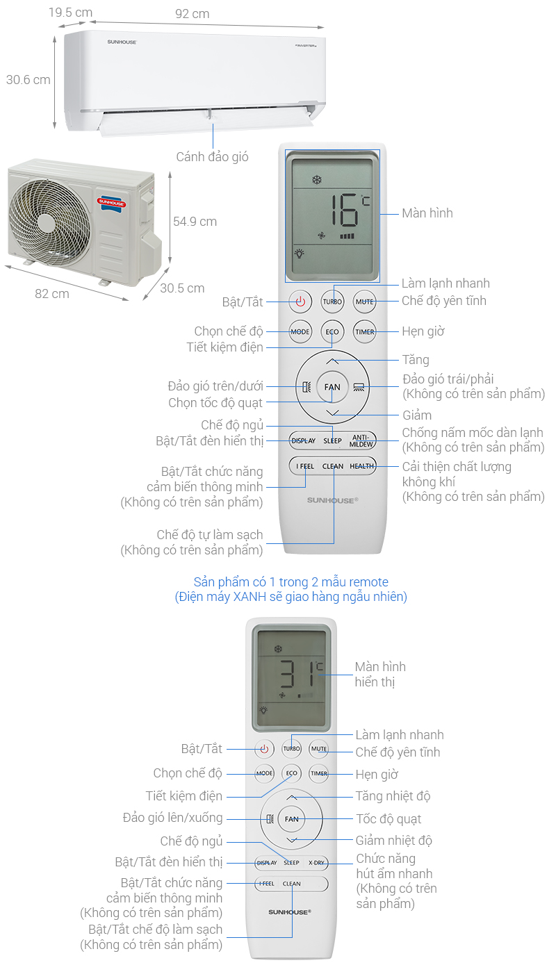 Máy lạnh Sunhouse Inverter 1 HP SHR-AW09IC650