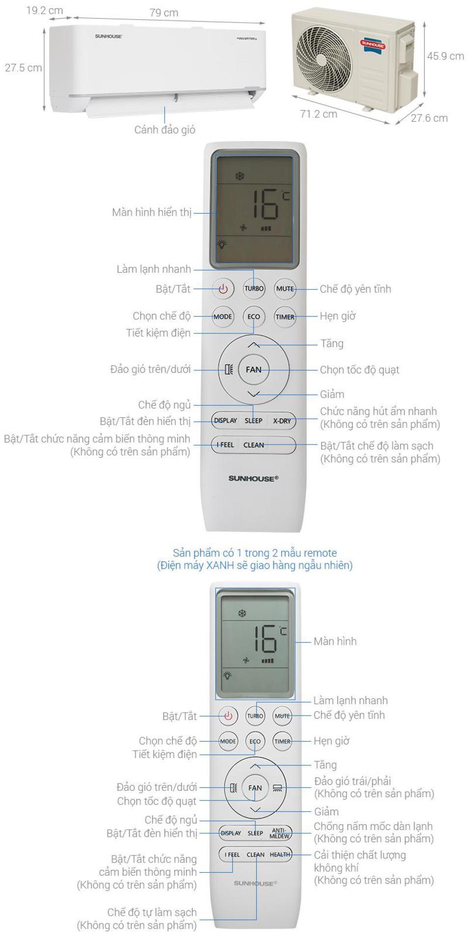 Máy lạnh Sunhouse Inverter 1.5 HP SHR-AW12IC650