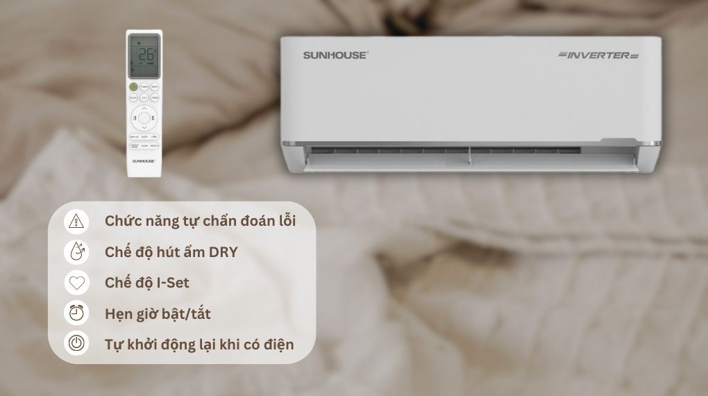 Điều hòa Sunhouse Inverter Không SHR-AW18IC650 với công suất làm lạnh 2 HP phù hợp với không gian 20 - 30m²