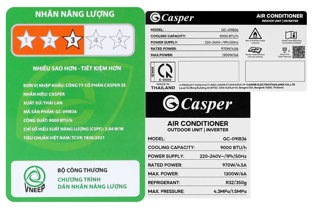 Máy lạnh Casper Inverter 1 HP GC-09IB36 Màu Trắng