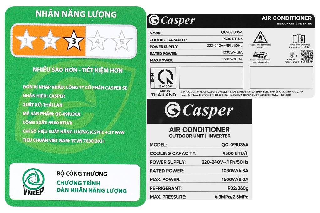 Máy lạnh Casper Inverter 1 HP QC-09IU36A Màu Trắng