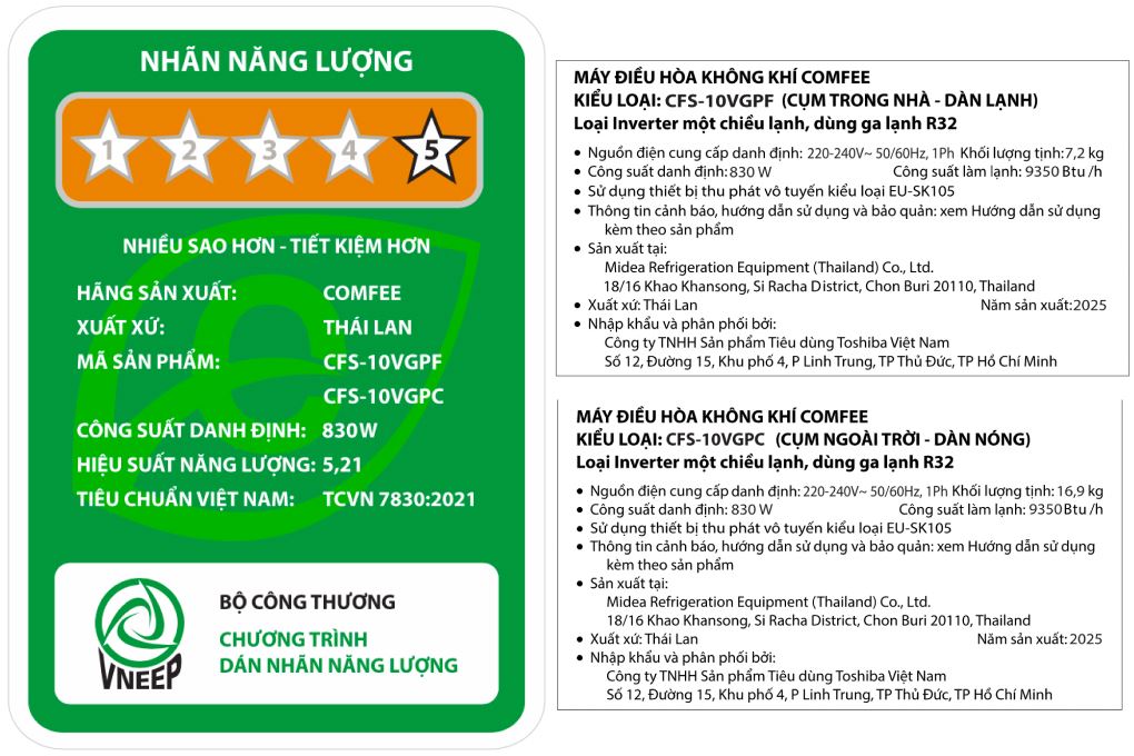 Máy lạnh Comfee Inverter 1 HP CFS-10VGPF Màu Trắng