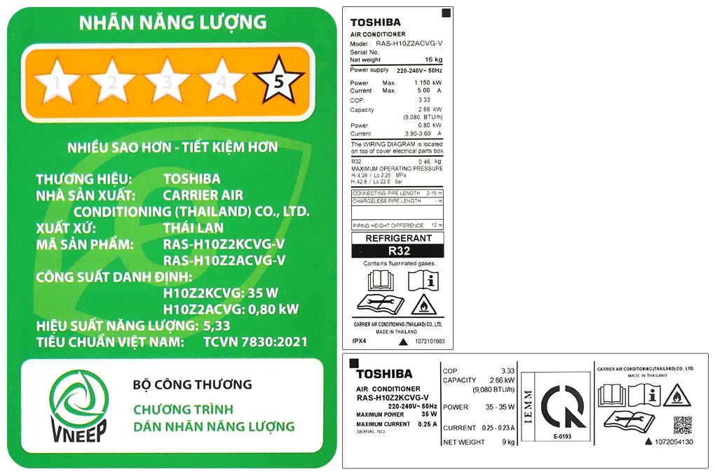 Máy lạnh Toshiba Inverter 1 HP RAS-H10Z2KCVG-V Màu Trắng