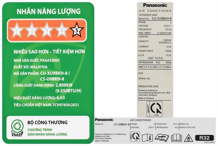 Máy lạnh Panasonic Inverter 1 HP CU/CS-U9BKH-8 Màu Trắng