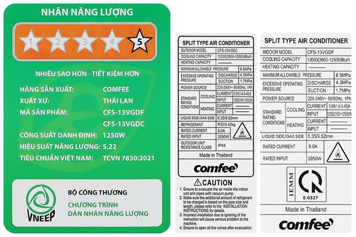 Điều hòa Comfee Inverter 12000 BTU CFS-13VGDF Màu Trắng