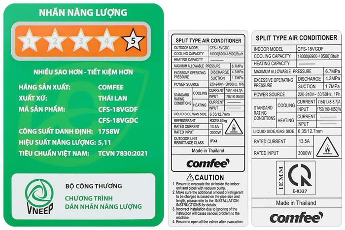 Máy lạnh Comfee Inverter 2 HP CFS-18VGDF Màu Trắng
